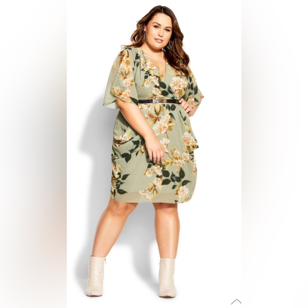 Color wrap print dress